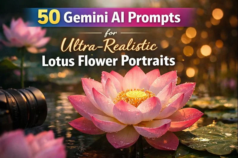 50 Gemini AI Prompts for Ultra-Realistic Lotus Flower Portraits
