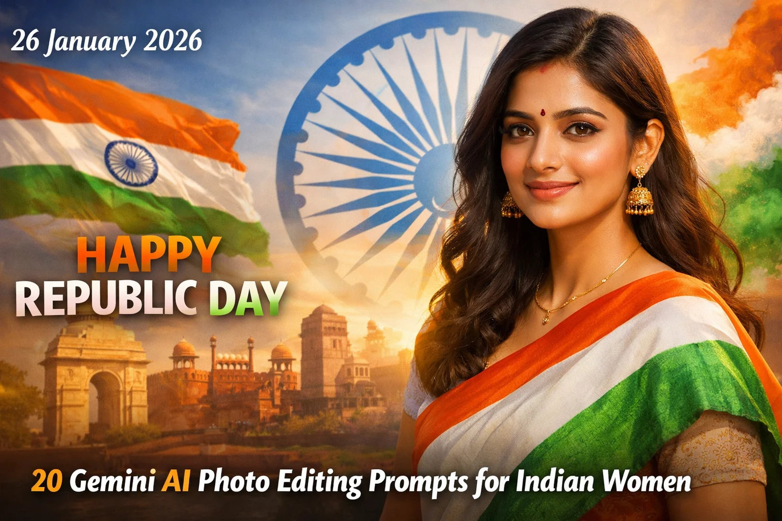 20 Gemini AI Photo Editing Prompts for Indian Women | Republic Day 2026