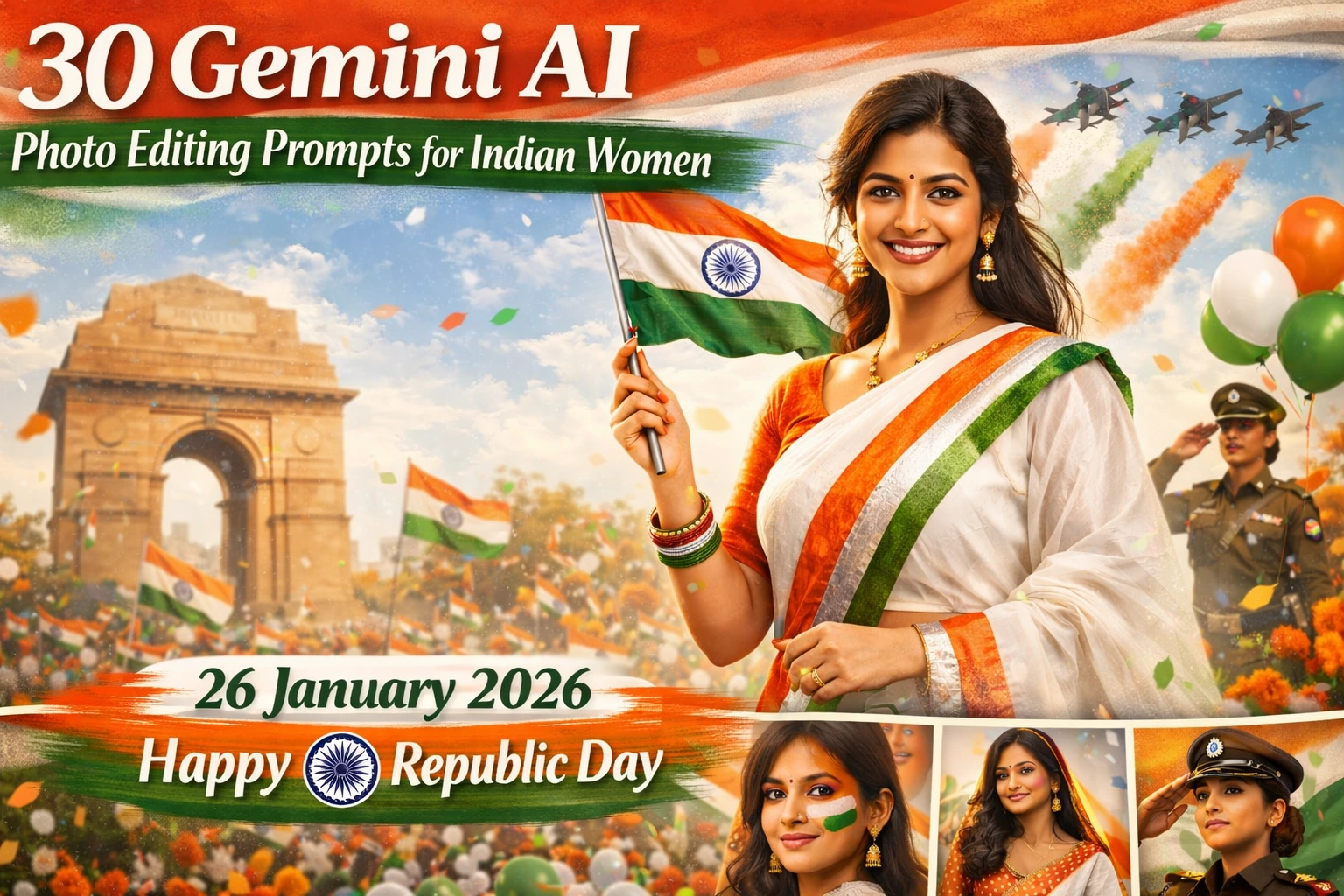 30 Gemini AI Photo Editing Prompts for Indian Women Republic Day 2026