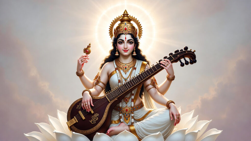 Lord Saraswati Sticker Generating Prompts (30 Attractive & Realistic AI Designs)