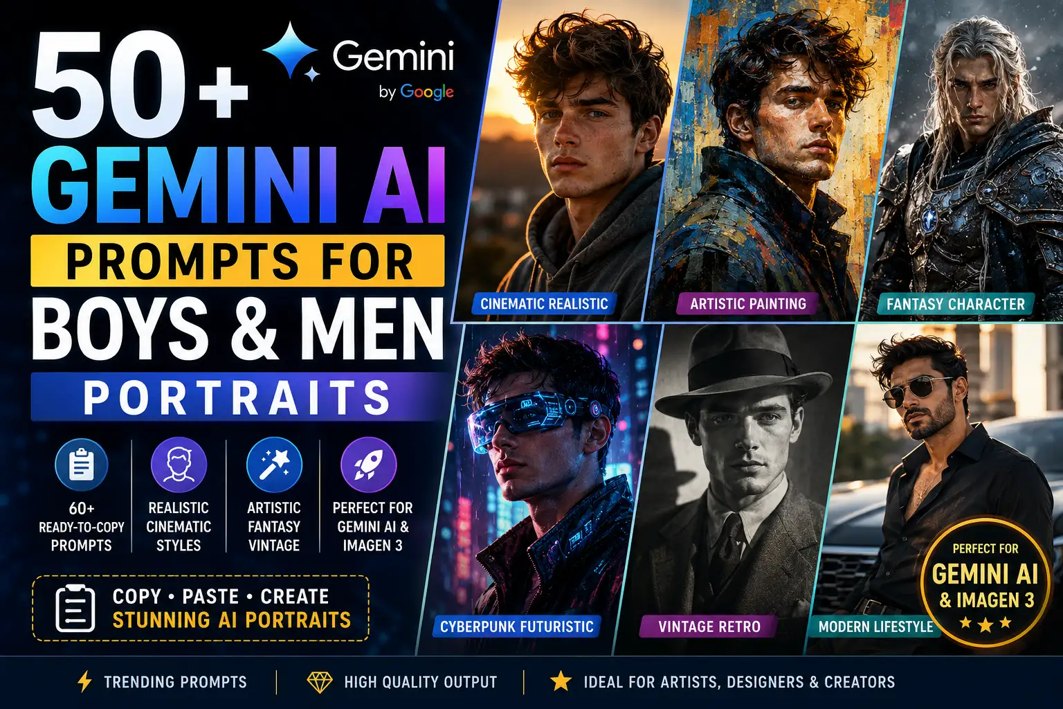 50+ Trending Gemini AI Prompts for Boys & Men Portraits