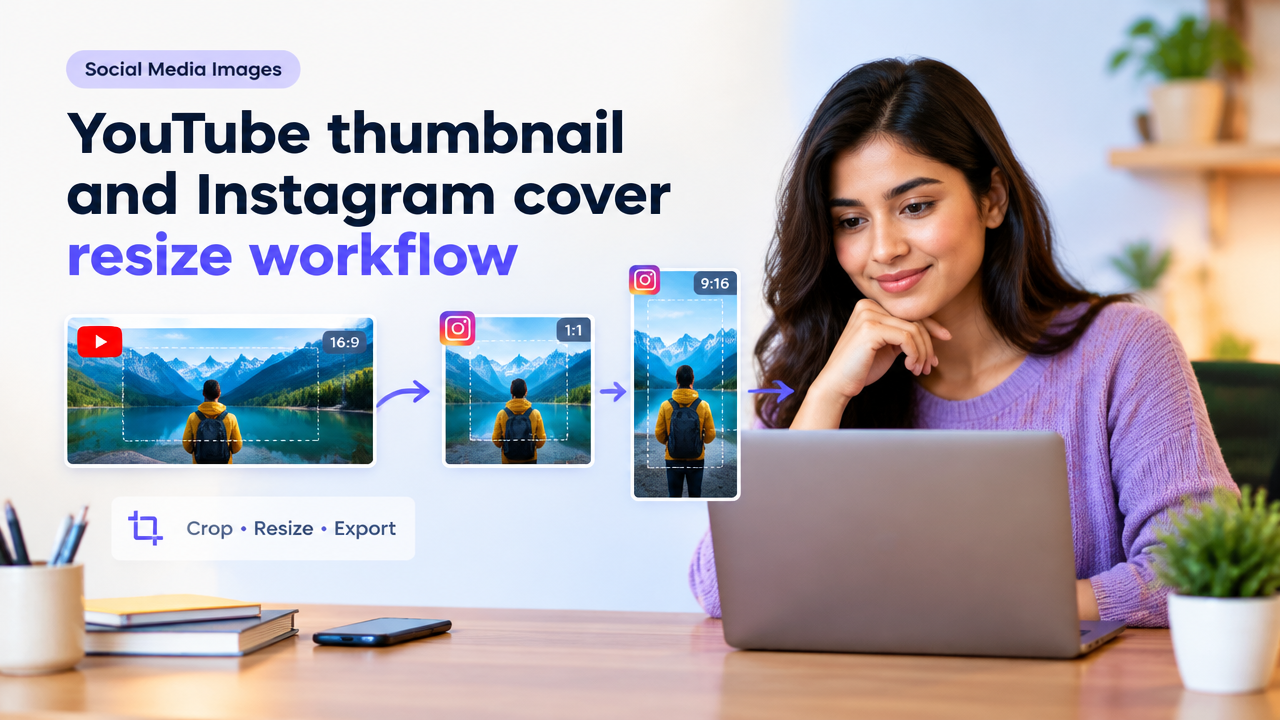 YouTube thumbnail and Instagram cover resize workflow featured poster