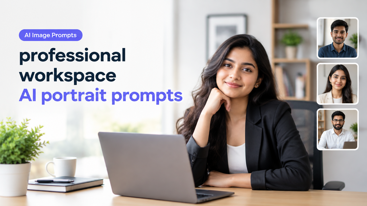 professional workspace AI portrait prompts featured poster