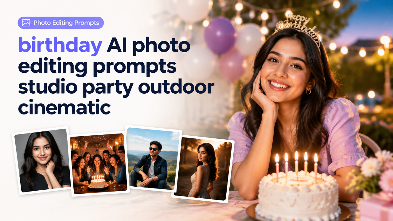 birthday AI photo editing prompts studio party outdoor cinematic featured poster