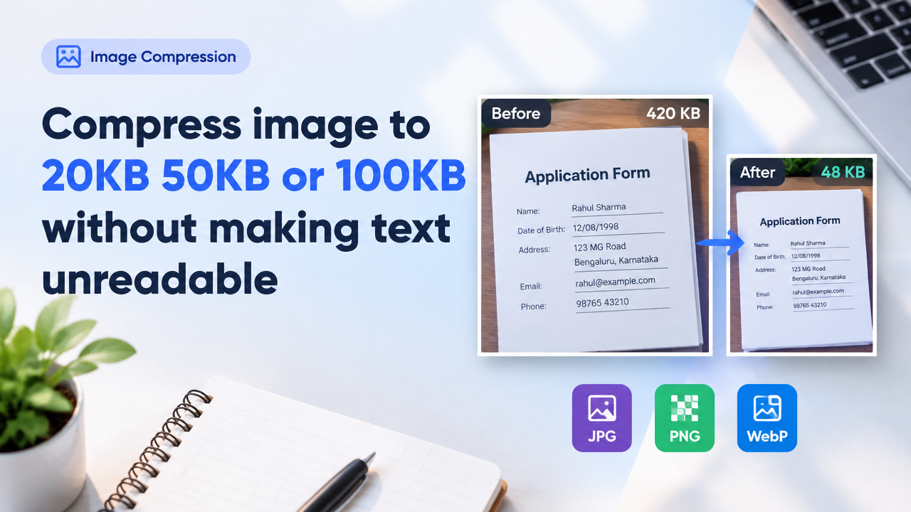Compress image to 20KB 50KB or 100KB without making text unreadable featured poster