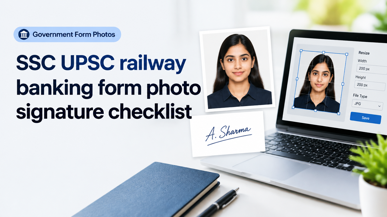SSC UPSC railway banking form photo signature checklist featured poster